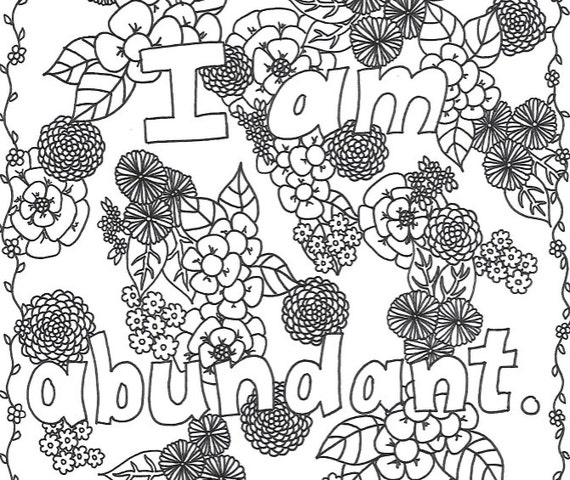 I am abundant money manifesting printable coloring page for