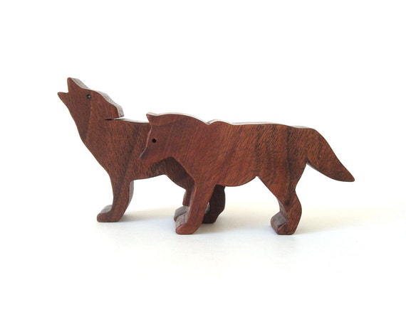 wooden coyote statue