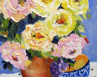 Still life Original Painting 14 x 14 Art by Elaine Cory
