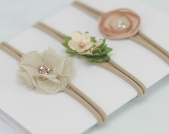 Baby headband SET, Baby Headband, Small Bows, Baby Bows, Newborn headbands, Nylon Headbands, Itty bitty bows,Baby hair bows,Flower Headband