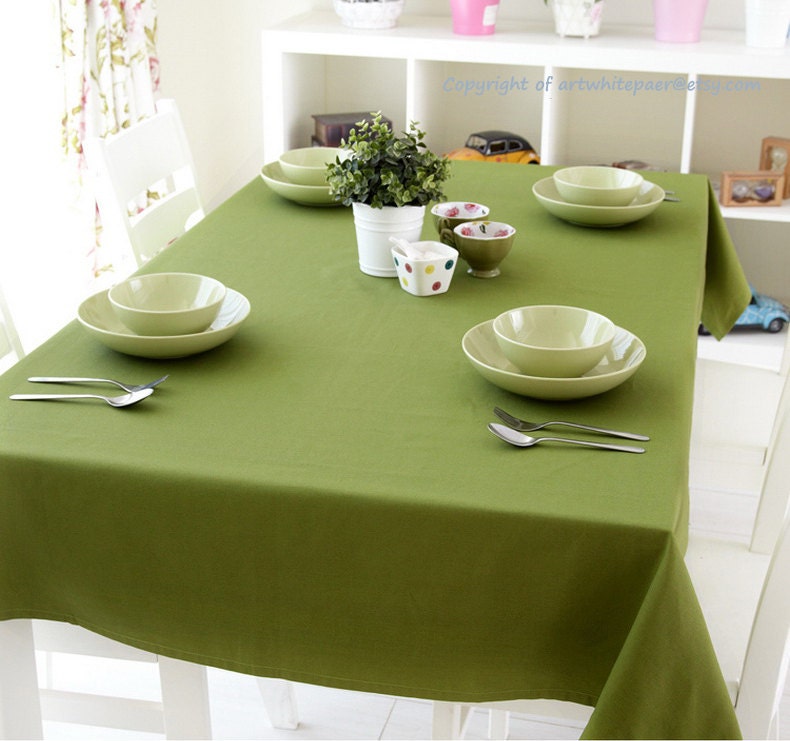 Tablecloth Solid Olive Green Rectangle Square Round