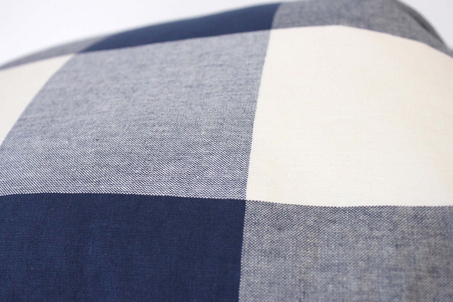 Large Navy Blue Check Designer Pillow Cover Accent Throw