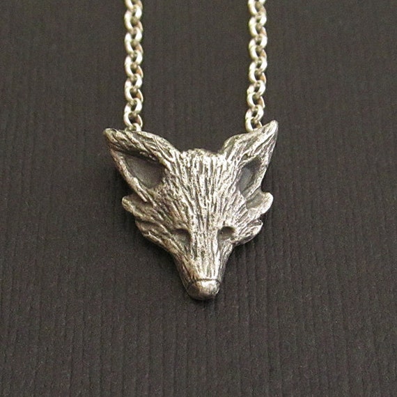 Sterling Silver Furry Fox Necklace handmade by silverworkshop