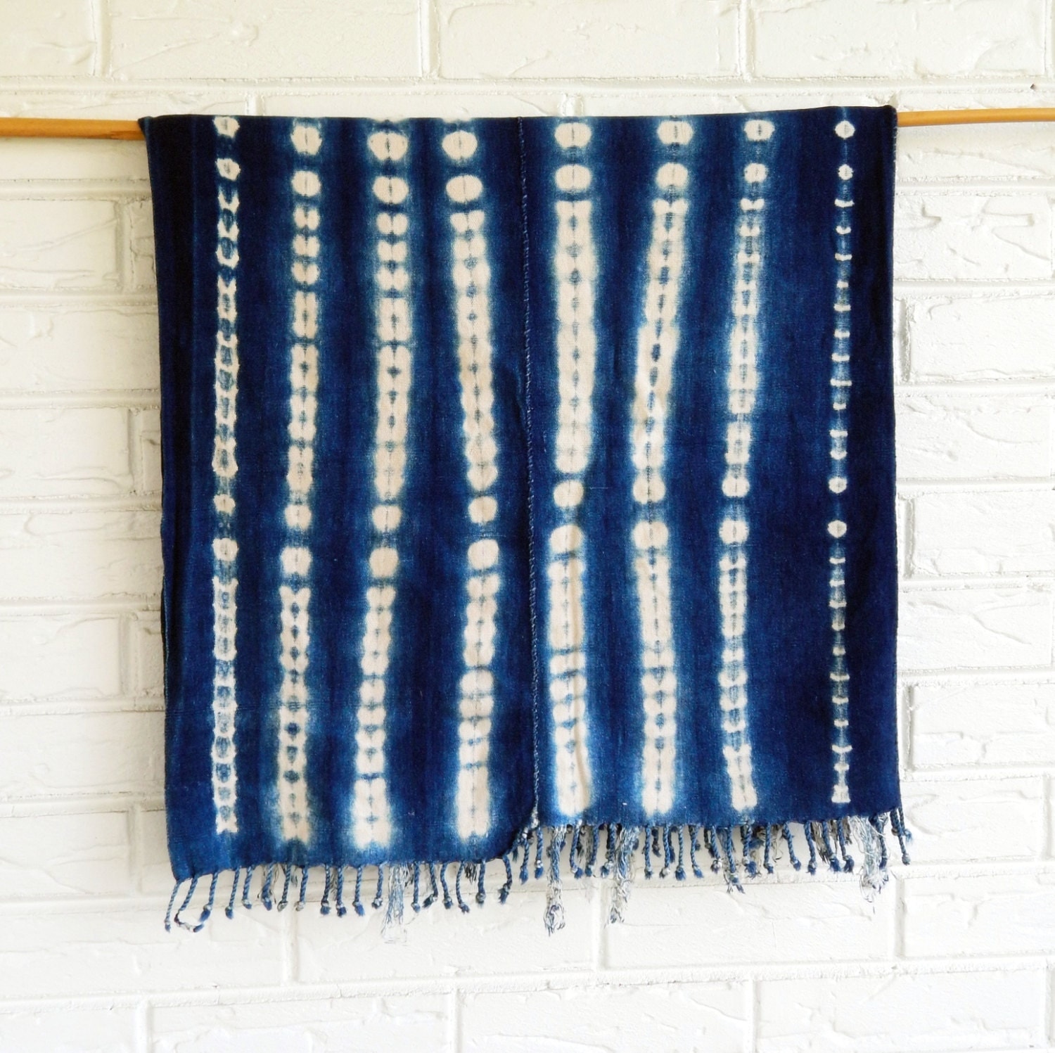 Indigo Mudcloth Throw Blanket with Fringe African Throw