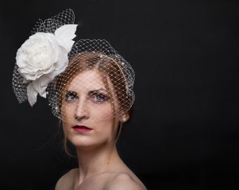 30% Off Sample Sale: Airy Silk Rose Veiled Headband