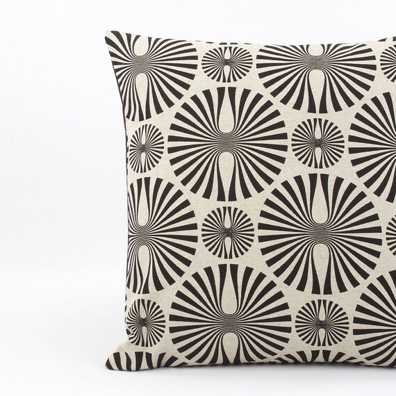 Black Pillow Cover 18x18 with Circles and by