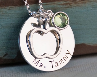 Personalized Teacher Jewelry - Hand Stamped Necklace - Sterling Silver Teacher Necklace