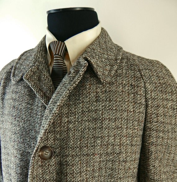 #VINTAGE Men’s Vintage 1950s Harris Tweed Overcoat. Scotland Wool Tweed ...