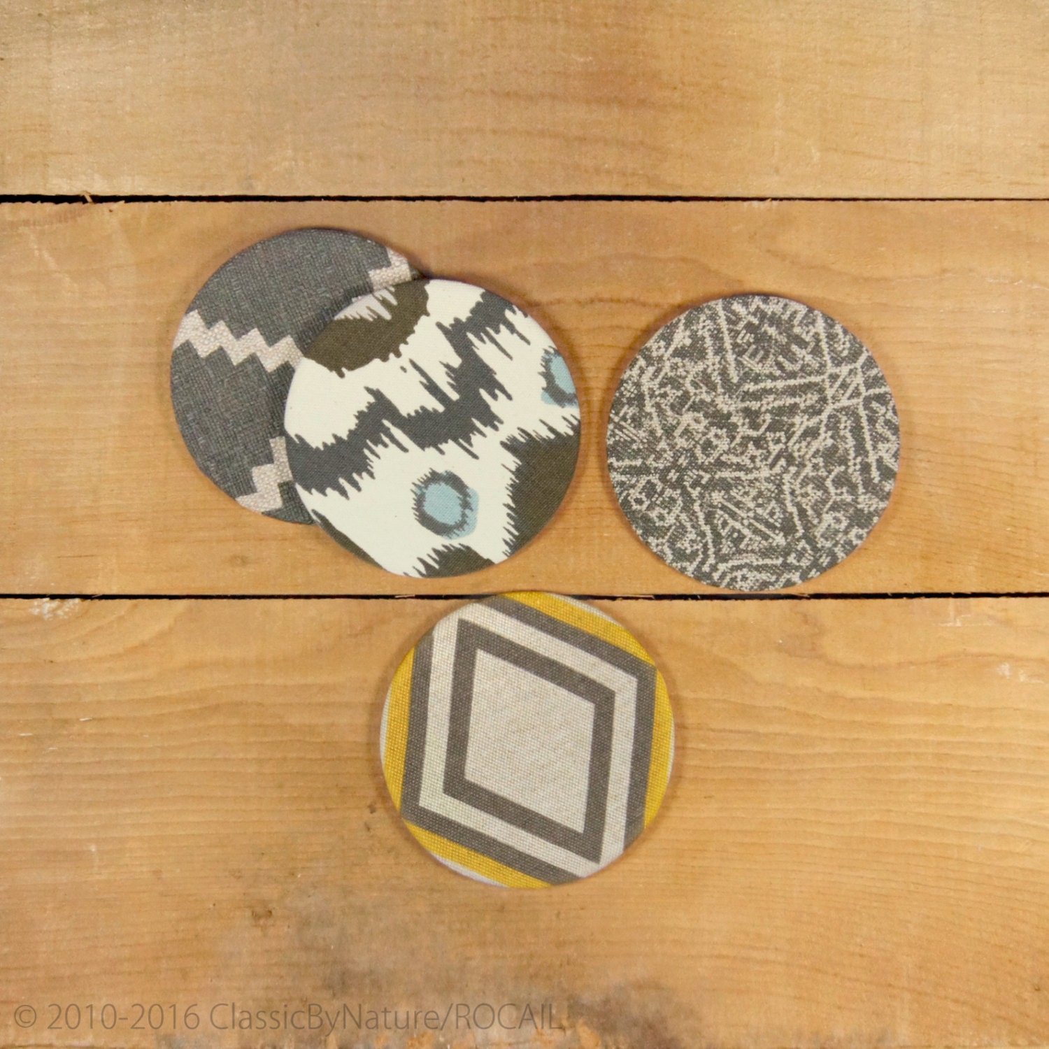 Bold pattern fabric coasters Drink Coasters by RocailStudio