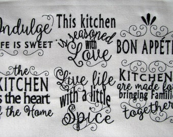 Kitchen lovely quotes - machine embroidery designs - 4x4 and 5x7 - kitchen towels embroidery collection INSTANT DOWNLOAD