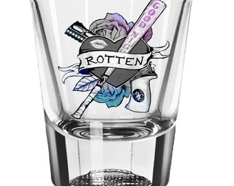 Harley Quinn Gun Shot Glass, Suicide Squad, Guns n Roses, Womens Gift Custom 2oz Shot Glass
