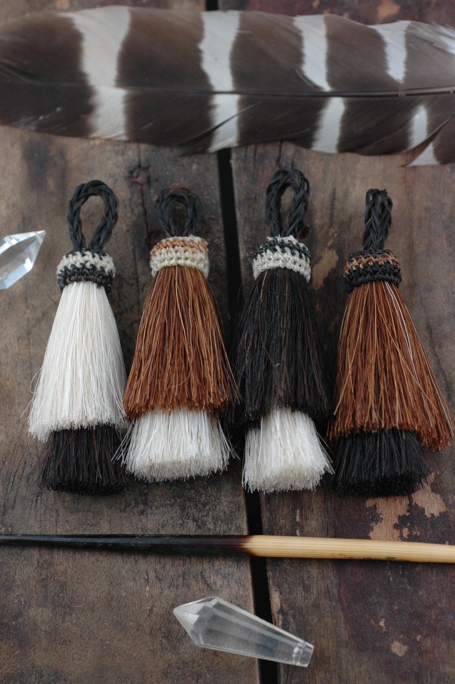 Double Stack Horse Hair Tassels Handmade Natural Colors