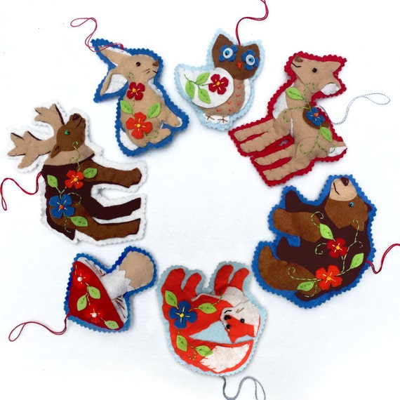 woodland animal ornaments felt ornaments christmas woodland animal ornaments felt ornaments christmas