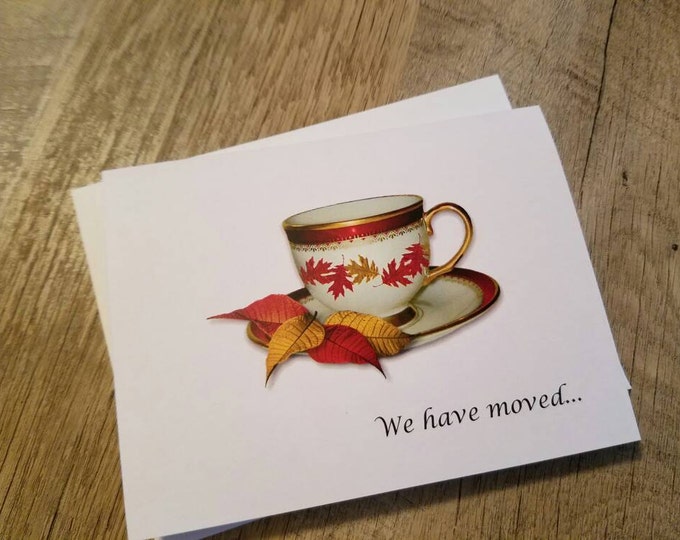 Beautiful Personalized Fall Teacup Tea Note Cards - Invitations - Thank You Cards for Bridal Shower or Luncheon ~ Bridal Gift