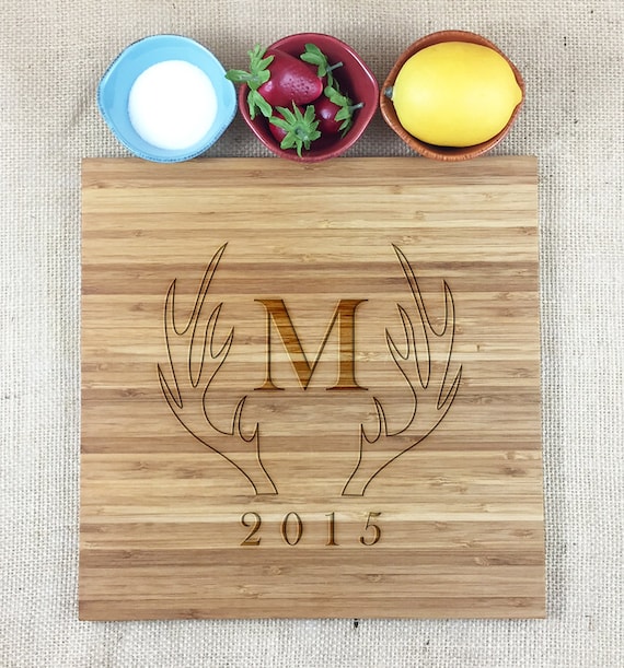 Personalized Antler Cutting Board Engraved Wedding Or by DolceHome