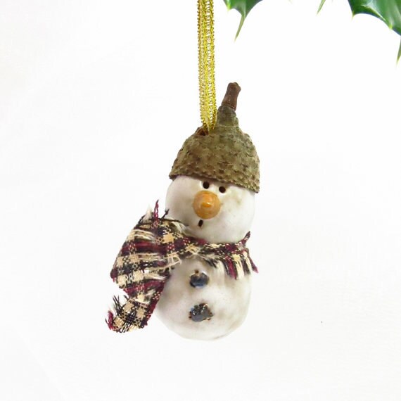 Ceramic Snowman Ornament / ONE Handmade Pottery by TuppersPerch