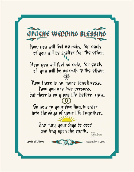 Personalized Authentic Apache Wedding Blessing. FREE US