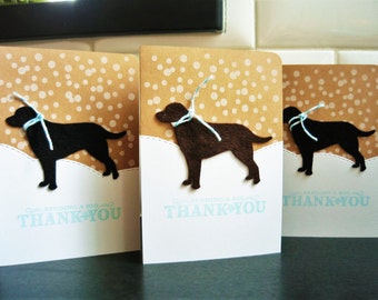Dog Thank You Cards Set of 4, Winter Thank You Notes, Dog Thank You Cards, Labrador Cards