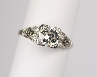Art Deco Platinum and Diamond Ring .79 carats