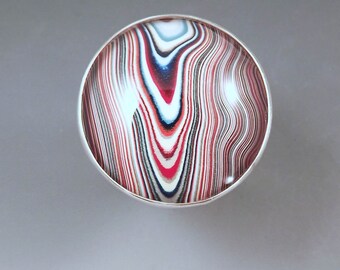 Fordite- Detroit Agate- River Rouge- Groovey Colors- 1960's Fordite- Michigan Made- Hammered Sterling Silver Ring