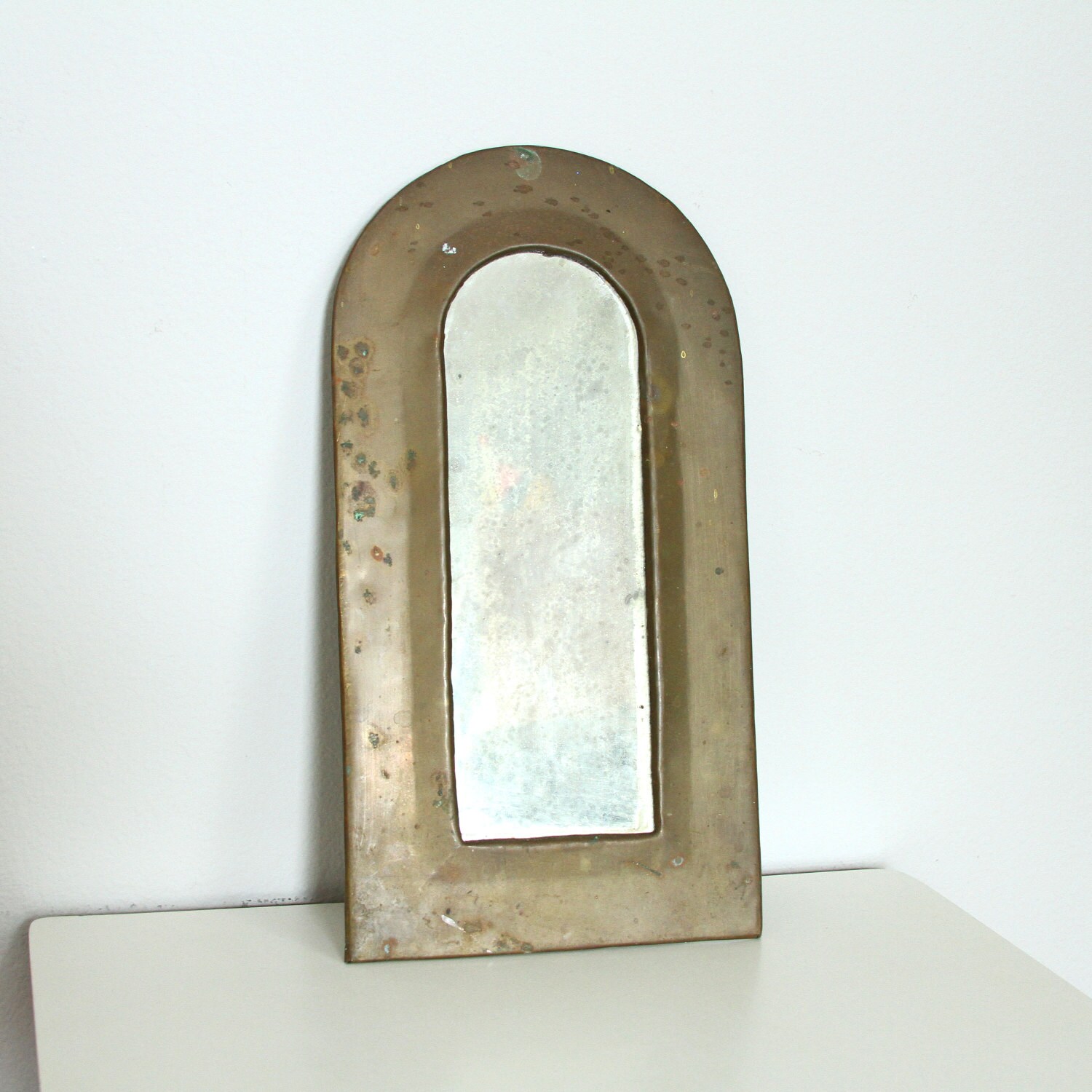 Antique Wall Mirror Distressed Brass Vintage Arch Mirror Wall