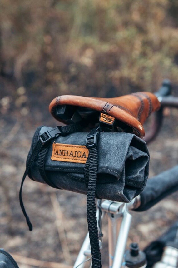 Bicycle tool roll black waxed canvas