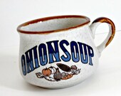 Vintage Onion Soup Mug retro brown blue stoneware soup Bowl Vintage Onion Soup Mug retro brown blue stoneware soup Bowl