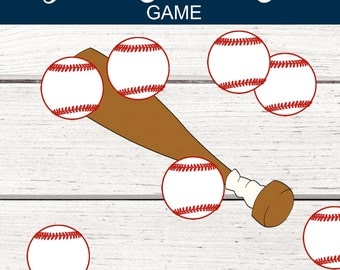 Baseball Party Game. Pin the Ball on the Bat. Baseball Birthday Party Game. Baseball Baby Shower Game. Baseball. Baseball Bat. Decoration
