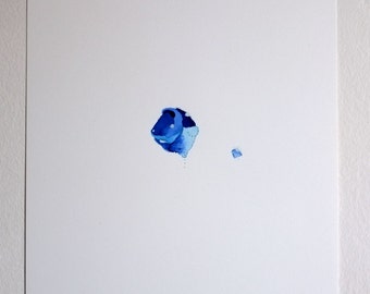 Iceberg - Original Artwork - Blue Ink and Watercolour - Abstract Landscape - Imaginary Drawing