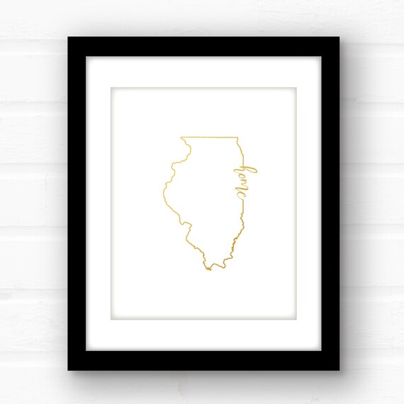 Illinois wall art gold foil Illinois art print gold foil