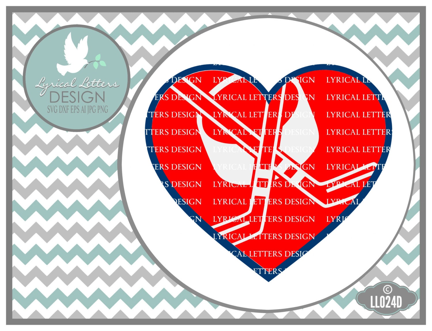 Download Hockey Love Heart with Puck and Sticks Hockey SVG Sports SVG