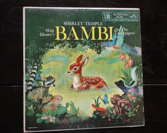 Vinyl Record-Walt Disney's Bambi-Shirley Temple-The Tootlepipers Zoo-1960
