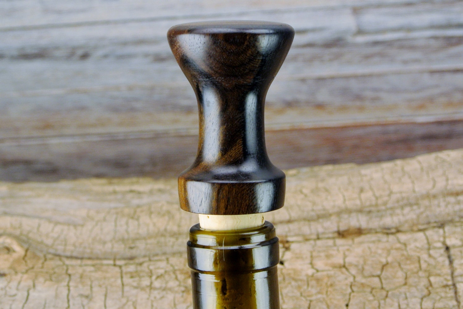 Wooden Wine Bottle Stopper - Macassar Ebony - Wood Carving - Cork ...