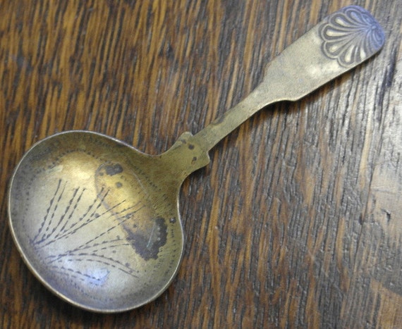 RESERVED antique brass tea caddy spoon
