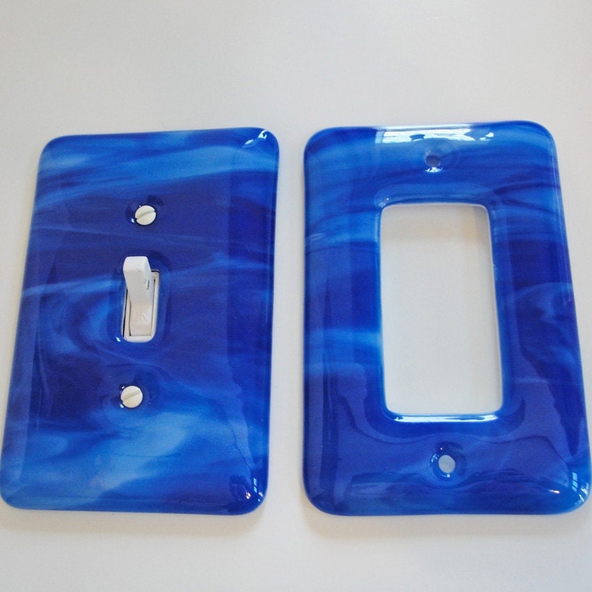 Set of Fused Glass Light Switch Plate and Wall Outlet Covers