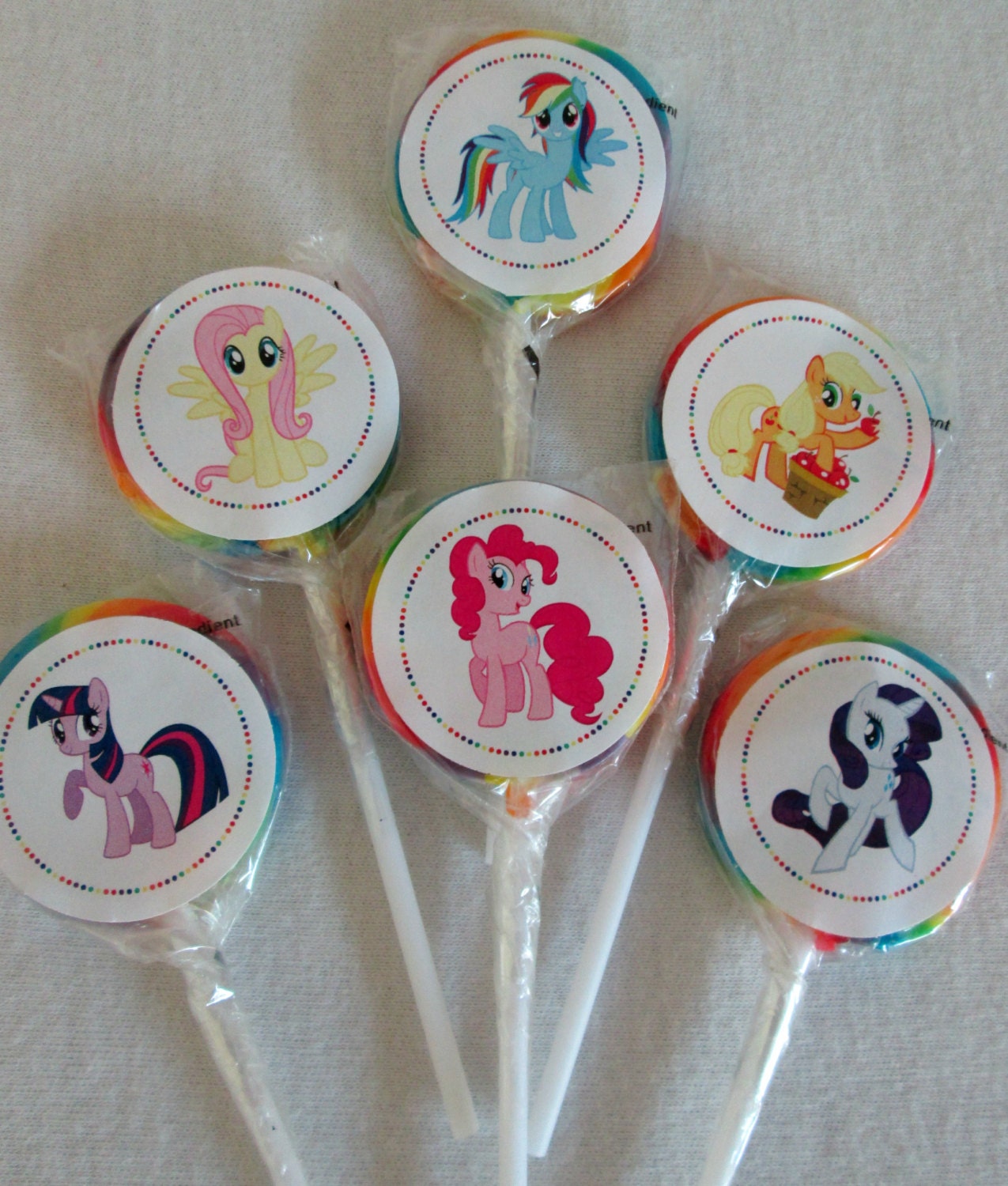 My Little Pony Party Favors Set of 6 Lollipops Suckers Cupcake