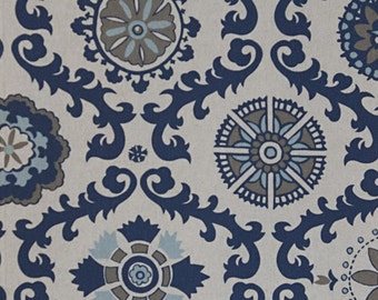 Navy Blue Curtains, Rosa Indigo Laken Valance, Custom Drapes, Pair Drapery Panels 24W or 50W x 63, 84, 90, 96 or 108L Premier Prints