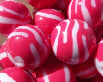 20mm, 10CT Pink and White Swirl Print Bead, Print Bubblegum Beads, H33