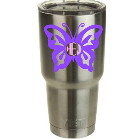 Butterfly Monogram Decal for Yeti Tumbler Cup Choose your