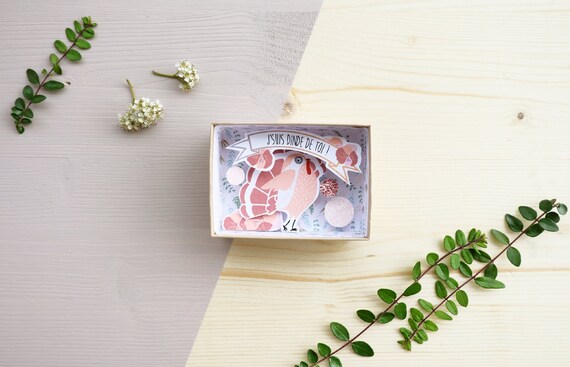J'suis dinde de toi message box / Miniature Art / Diorama / 3d Art / Decorative Matchbox / Miniature paper diorama / Love message