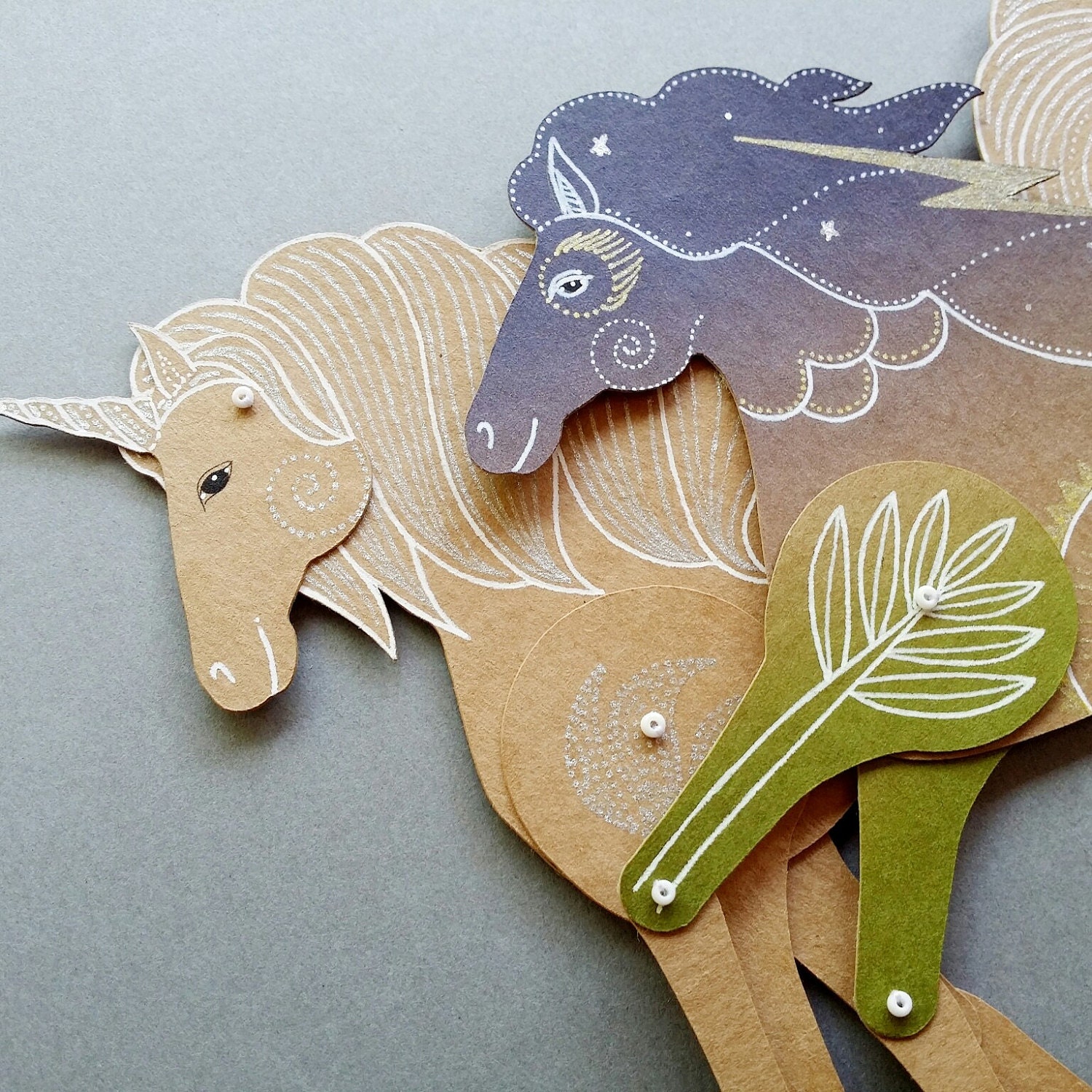 articulated paper doll unicorn paper puppet magic horse doll