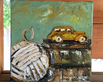 Original Painting, Yellow Car