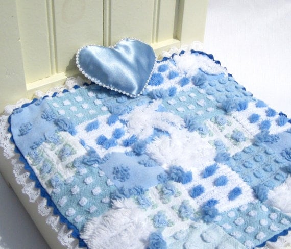 Doll Quilt Small Doll Blanket Blue by HobbymakersDollhouse on Etsy