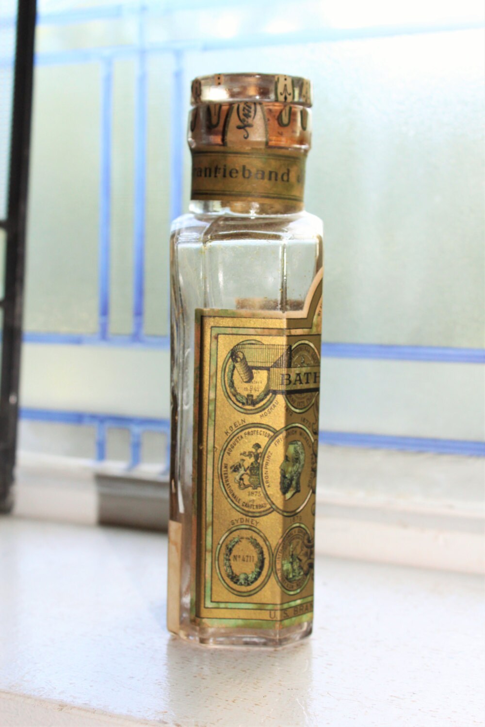 Antique Bath Salts Bottle 4711 Eau De Cologne Large Bottle Bathroom Decor