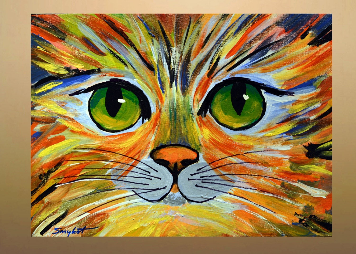 Download Colorful Kitty Original Abstract Cat Portrait Painting Acrylic