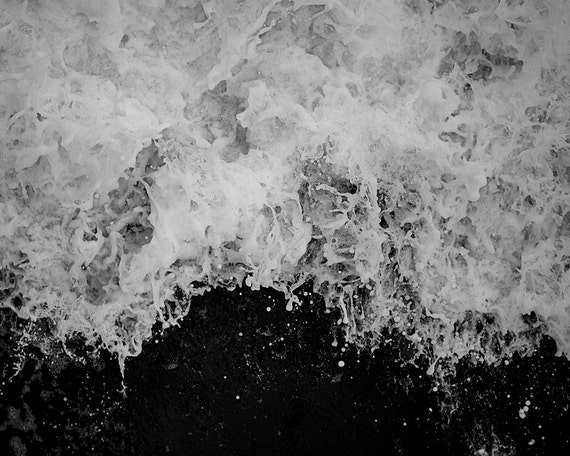 Wave Photograph Black and White Ocean Art Print Surf