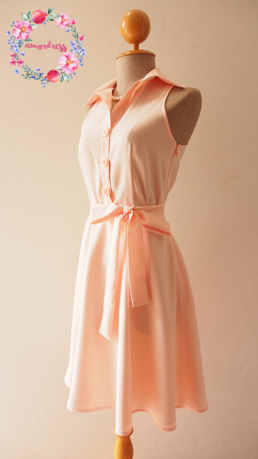 DOWNTOWN - Shirt Dress Pale Peach Pink | Smart casual dress, Dresses ...