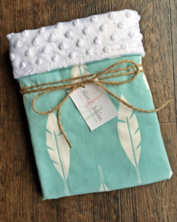 Feather Baby Blanket Minky Baby Blanket Gender by AhnaAdrian