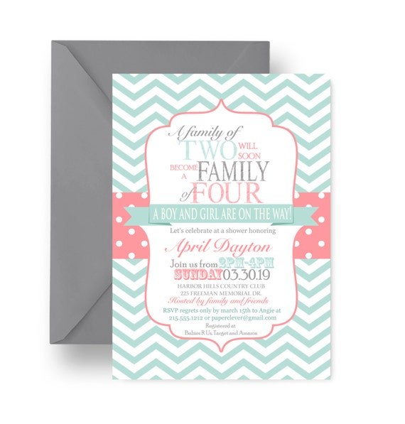Coral And Mint Baby Shower Invitations 10