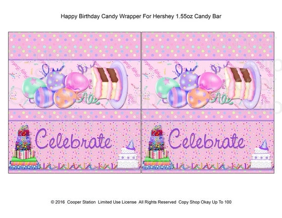 Printable Digital Happy Birthday Hershey Candy Bar Wrapper